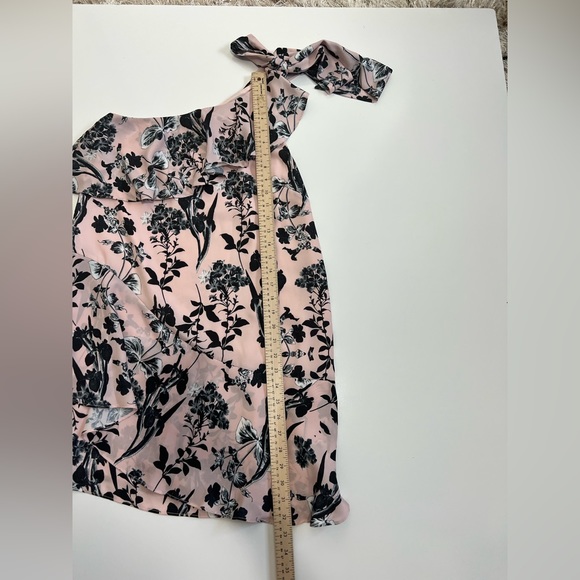 Parker Pink & Black Floral One Shoulder Ruffle Dress XS - Picture 6 of 7